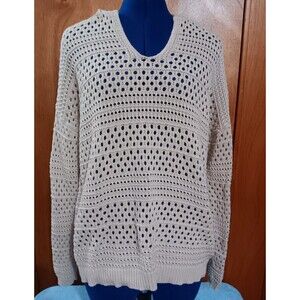Rielle Womens Mesh Knit Hooded Pull Over Sweater Style# NK10461 Size M